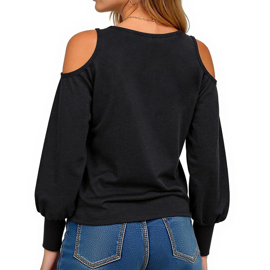 Women's Solid Color Long Sleeved Round Neck T-shirt With Pleated Casual Solid Color Top