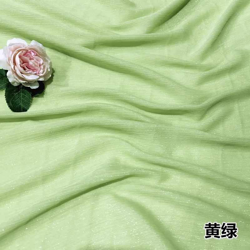 Shiny Silver Wire Crinkle Chiffon Fabric Plain By The Meter for Clothes Hanfu Dress Shirt Diy Sewing Cloth Soft Breathable Black