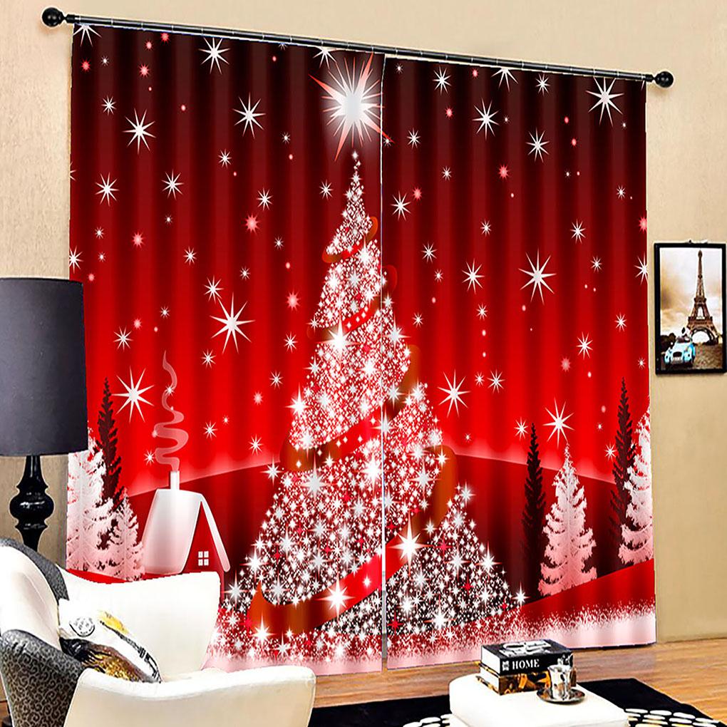2 Pieces Christmas Blackout Curtains Exquisite Xmas Themed Festival Ornament Window Decor Accessory for Scene Layout