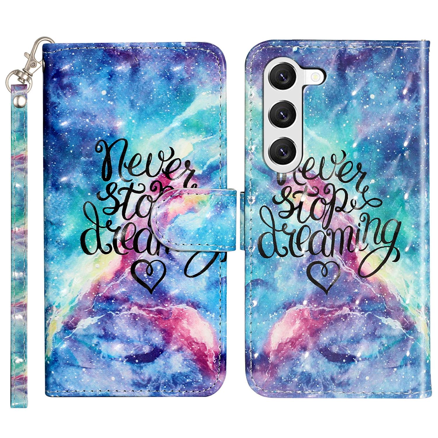 

For Samsung Galaxy S24+ Case 3D Pattern Printing Anti-Drop Wallet Leather Phone Cover Starry Sky