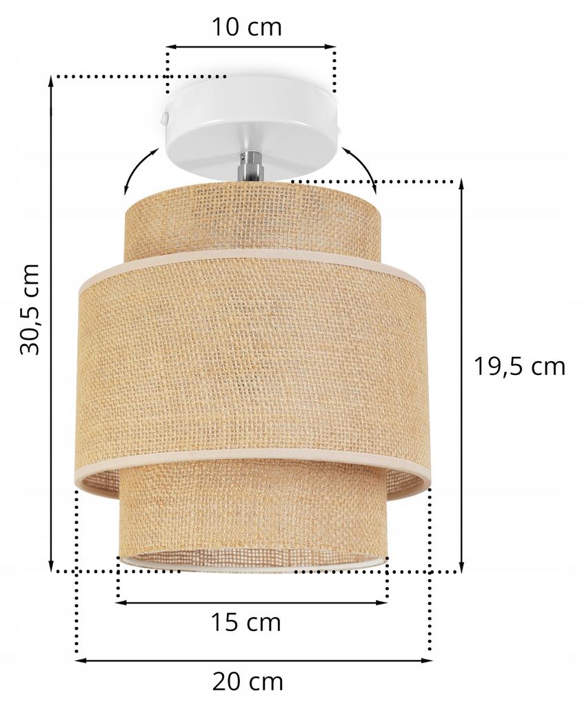 Ceiling Lamp, Wall Lamp, Lampshade, Boho, Jute, 20 Cm
