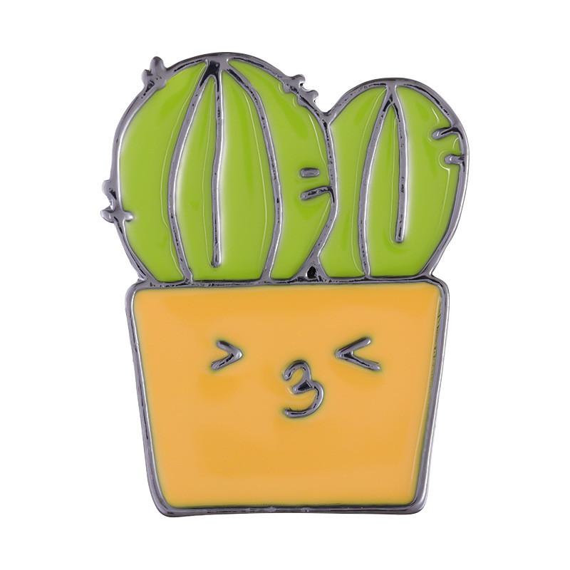 Charming Cartoon Mini Cactus Plant Brooch Alloy Badge For Fashionable Clothing Accessories