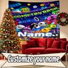 Custom Name Personalized Geometry Dash Print Tapestry, Wall Art Decor, Bedroom, Dorm, Apartment, LivingRoom, Party Backdrop, Gift for Birthday