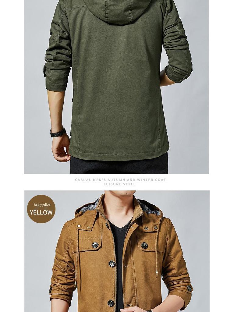 2022 Autumn/Winter Men's Korean Style Mid-Length Cotton Trench Coat