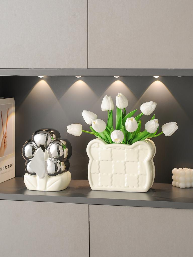 Creative Lovely Flower Tissue Box High-end Luxury Living Room Household Coffee Desktop Decoration Cream Wind Ceramic Napkin Box