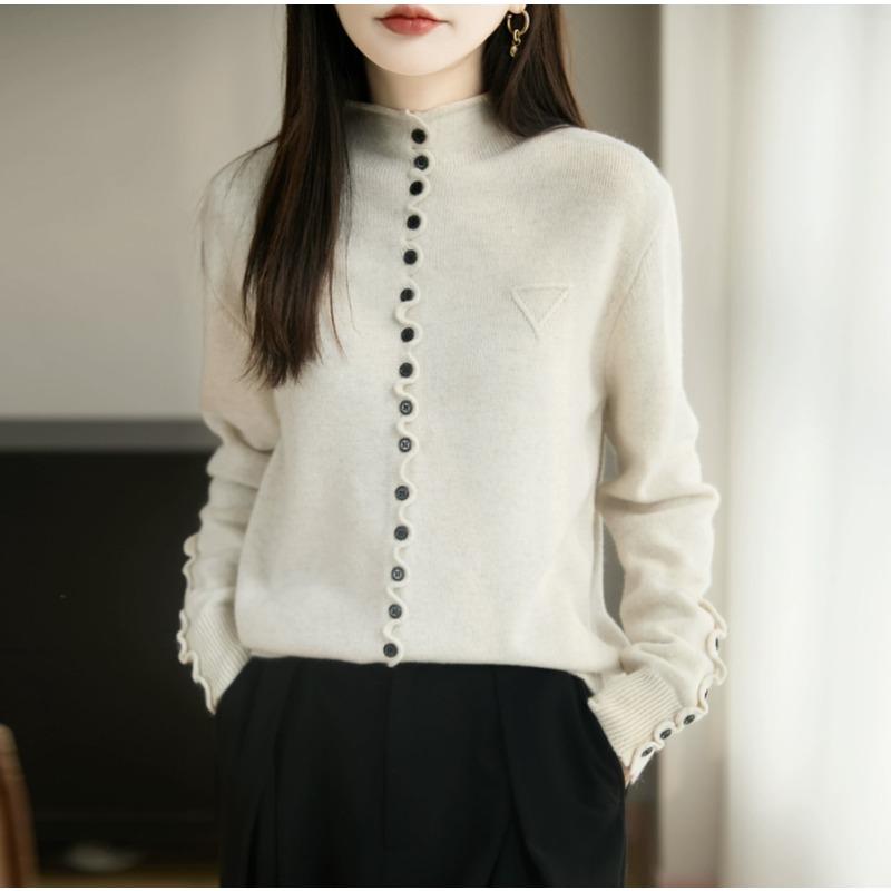 Knitted Sweater for Women Half High Neck Autumn and Winter New Thick Warm Base Sweater