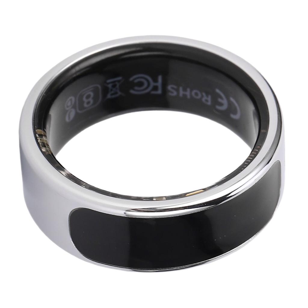 Smart Ring Sports Sleep Monitoring Gesture Control Stainless Steel Health Tracker Ring with Display Screen 8 Diameter: