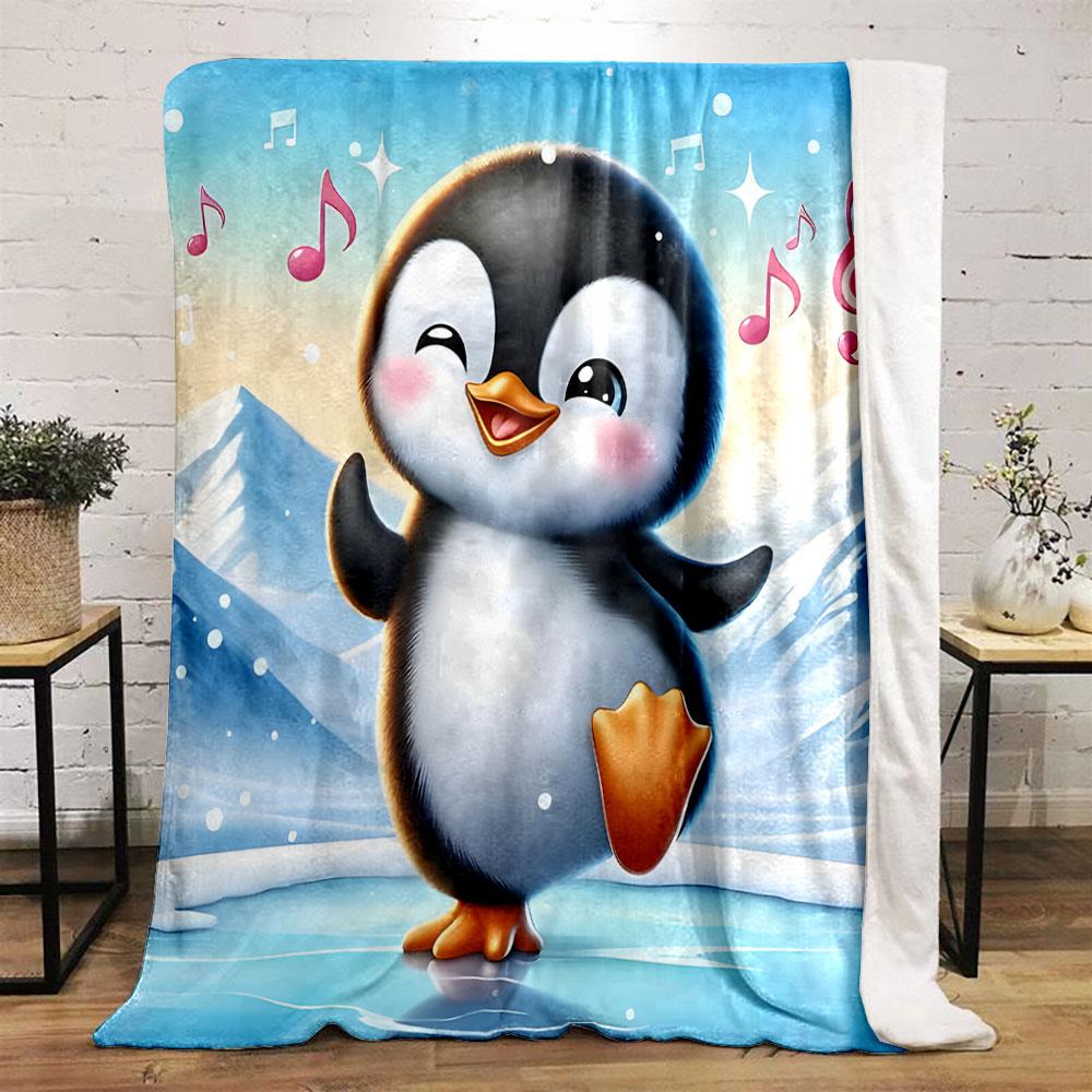 Dancing Penguin Joy Print Blanket Soft and Cozy Perfect for the Living Room Bed Sofa or a Nap,gift