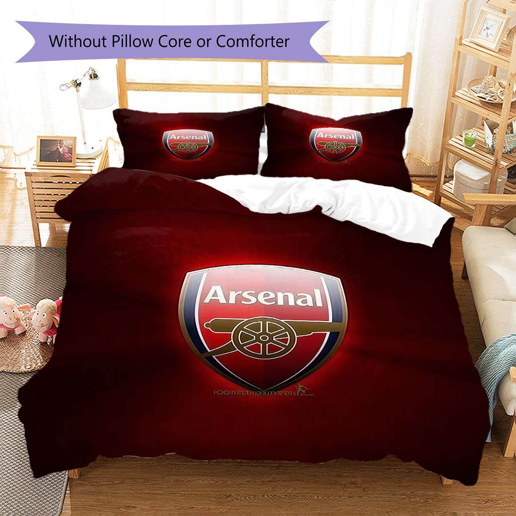 Arsenal F Pattern Bedding,Quilt Set Quilt Cover Pillowcase Home Birthday Gift(1 * Duvet Cover + 2 * Pillowcase, Without Core)