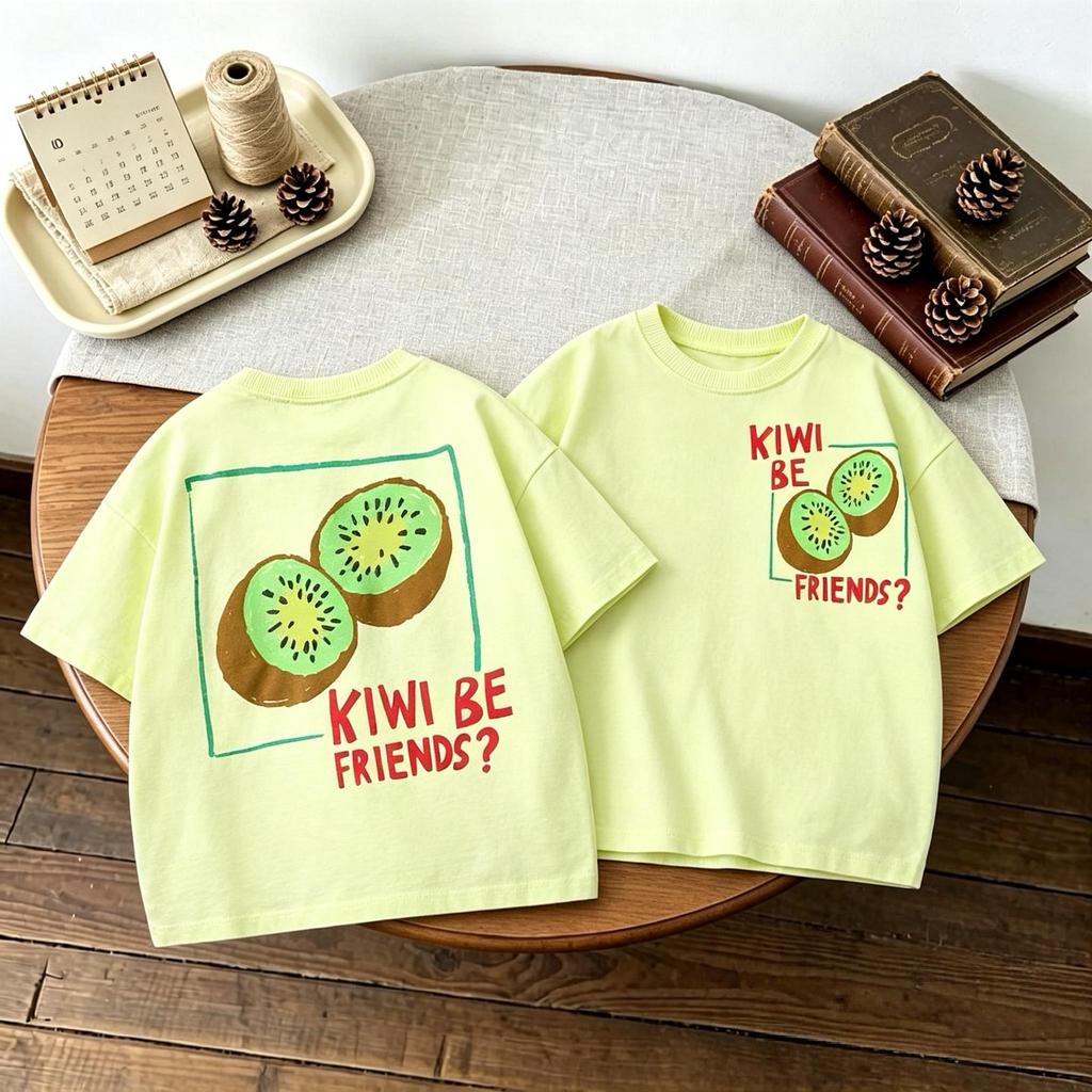 Double Side Print T-shirt For Kids Clothing Summer Simple Fashion Girl Boy Short Sleeve Tops Tees Children's Wear Casual Tshirts