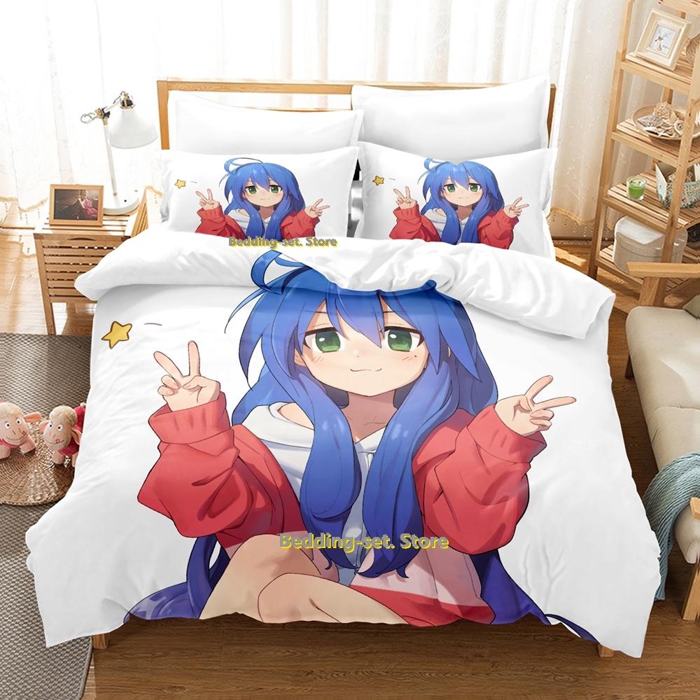 Lucky Star Konata Bedding Set Single Twin Full Queen King Size Bed Set Adult Kid Bedroom Duvetcover Sets 3D Anime Bed Sheet Set