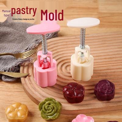 Forma do Mooncake'ów w kształcie kwiatu na Święto Środka Jesieni - Ręczna prasa do ciasta z fasoli mung o lodowej skórce