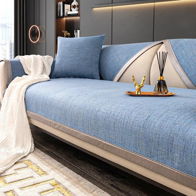 Linen Sofa Cushion Four Seasons Universal Non-Slip Seat Cushion Light Luxury Simple Modern High-End Sofa Cover Dustproof Cloth