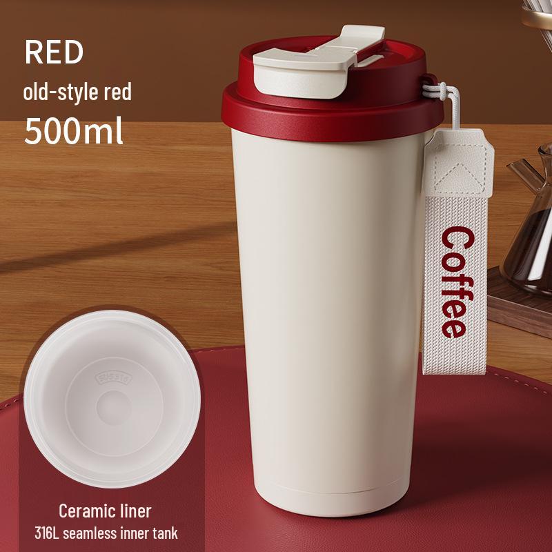 316 Stainless Steel Ceramic Double-Wall Coffee Thermos Cup - Large Capacity, Ideal Gift.
