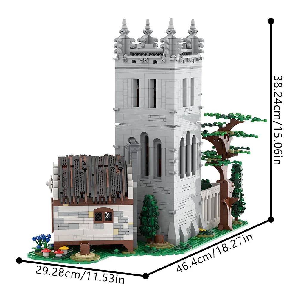 MOC Modular Medieval Library Building Blocks Model Medieval Library Architecture Street View Bricks Assembly Toys Kids DIY Gifts