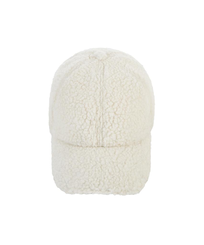 Bajal Studded Logo Oversized Fleece Ball Cap White