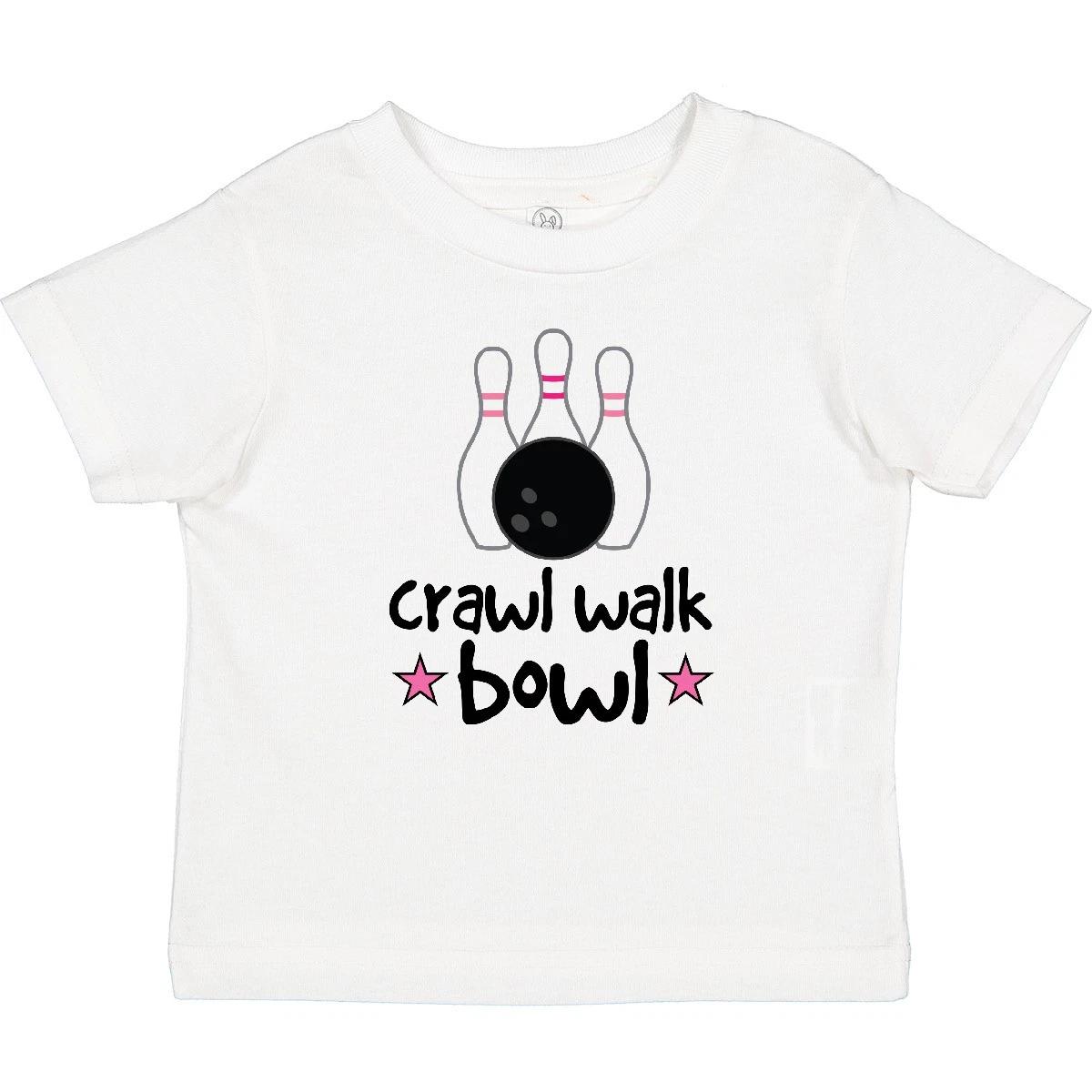 Inktastic Girls Bowling Crawl Walk Bowl Baby kids boys T-Shirt Ball Bowler Infant Tees 160