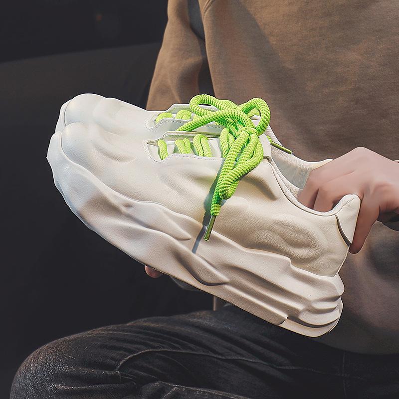 Spring new men's platform dad shoes leather surface casual sports shoes low-top niche men's shoes 1