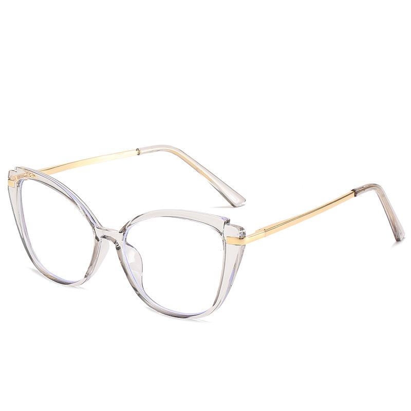 Cat Eye Flat Glasses Women'S Tr90 Spring Leg Metal Glasses Frame Anti-Blue Light Glasses