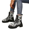 New western cowboy style European and American handsome retro small floral flat heel short boots high top Martin boots