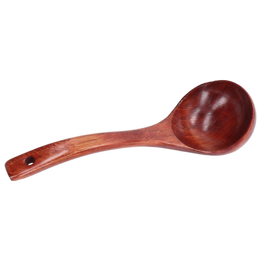 Smooth Burr-free Serving Ladle Solid Wood Cooking Spoon Not Scratch Cookware Soup Spoon  Home