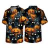 Men's Short Sleeve V Neck Halloween Print Pocket Scrub Top Lightweight Comfortable Fit Medical Uniform Shirt for Healthcare Professionals