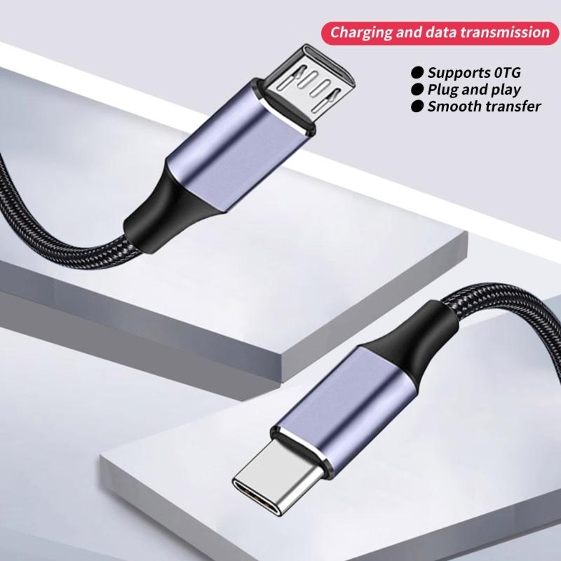 1m Type C To USB 5Pin Charging Cord Nylon Braided Data Cable 480Mbps Data Transfer Wire Line Support OTG Function