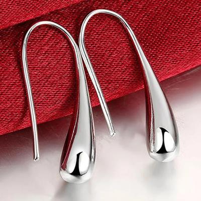 925 Sterlingsilber Wassertropfen Anhänger Creolen für Damen Hochzeitsparty Luxus Modeschmuck