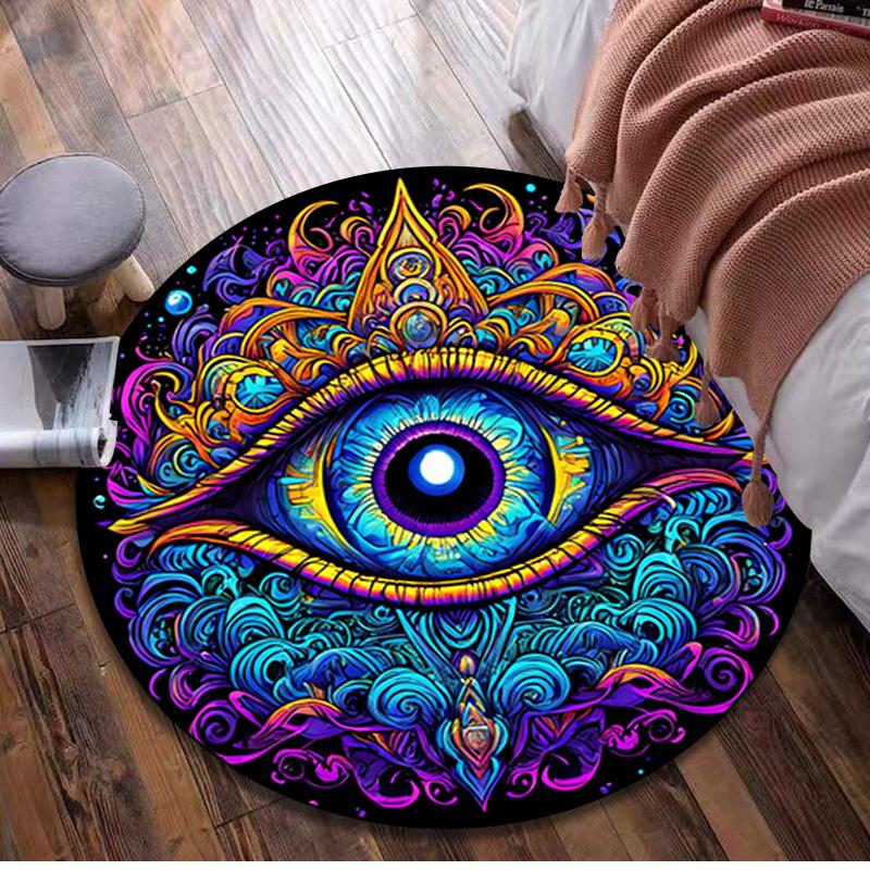 Psychedelic Eye  Circular Rug Office Decorative Carpet For Living Room Bedroom Door Mat Floor Rug Computer Chair Area Rug Viking Theme Decor