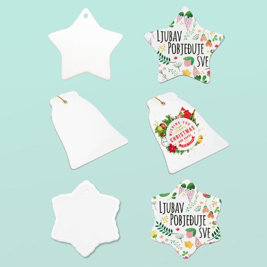 Sublimation Ceramic Ornament White Sublimation Blank Ornament Unfinished Christmas Hanging
