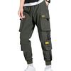 Men Cargo Pants Multi Pockets Solid Color Strap Decor Loose Drawstring Elastic Waist Plus Size Daily Wear Streetwear Long Work Trousers Outdoor