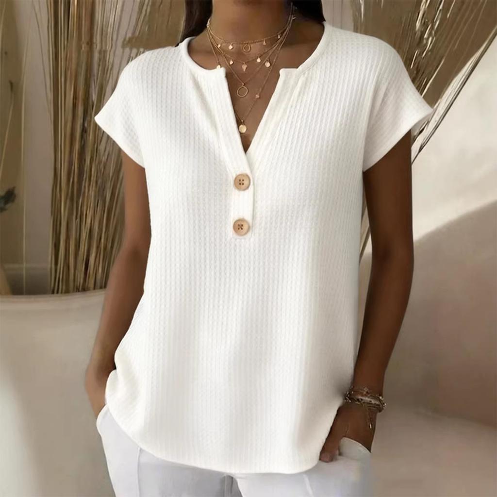 Ladies' Casual Loose And Fashionable Short Sleeved Pullover Top