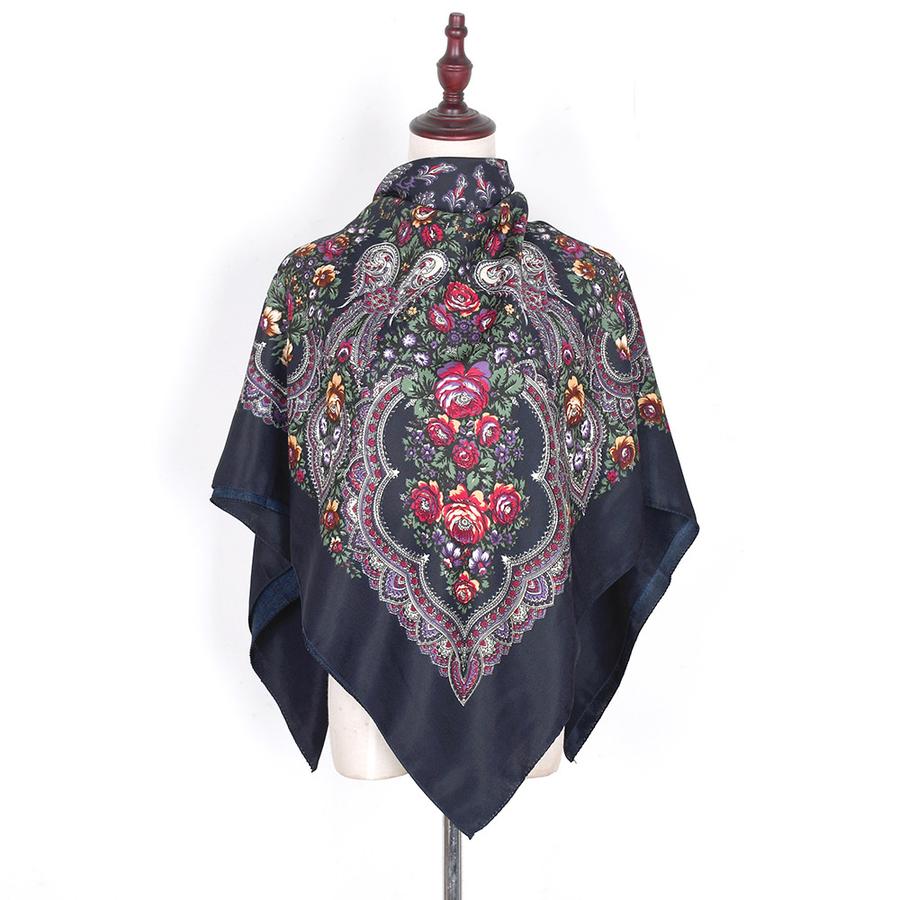 National Style Women's Large Scarf Travel Shawl Warm Air Conditioning Towel Sunscreen Wrap Xinjiang Russia Printed Scarf