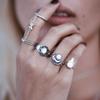 Carved With Diamonds, Gemstone Protein Moon Five-Piece Ring, Retro Trend
