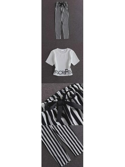 Women's 2024 Summer Short Sleeve T-shirt & Casual Pants Two-Piece Sports Set