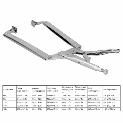 Locking Pliers, 18-inch C-Clamp Locking Pliers, for Carpentry, Woodworking, Welding, Fixing, Rust Prevention