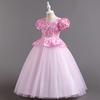Children's Princess Dresses Thousand Birdie Patchwork Mesh Puffy Long Bubble Sleeve Girls' Stage Performance Dresses  Girl's Favourite Dress