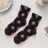 Women Socks Korean Japanese Style Cartoon Green Flower Harajuku Cute Kawaii Mid Tube Socks Breathable Casual Short  Cotton Socks