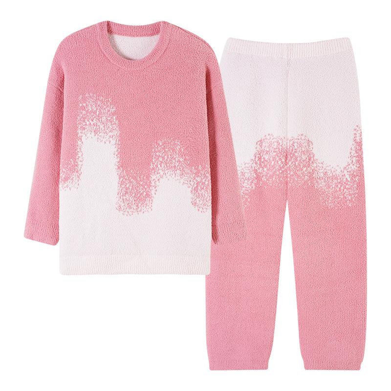 Pajamas Women'S Autumn And Winter Winter Half Fleece Thickened Fleece Women'S Coral Fleece Loungewear Set