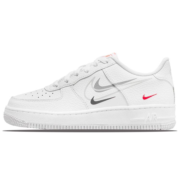 

Nike Air Force 1 Low Multi-Swoosh White Particle Grey Photon Dust Bright Crimson GS DO6486-100 37.5