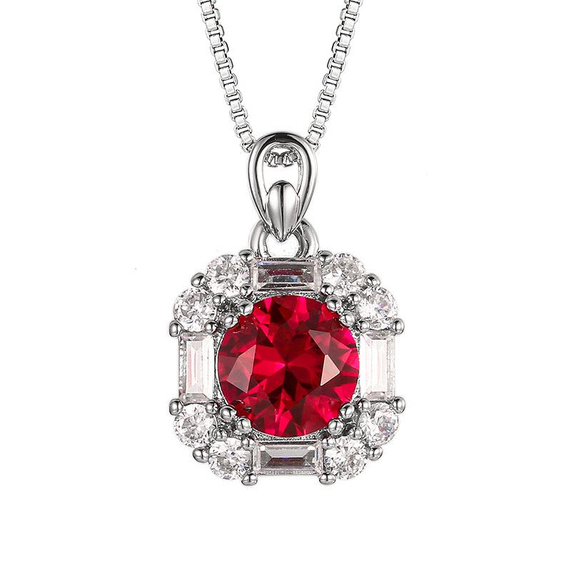 Copper Gold-plated Jewelry Set Earrings Necklace Ring Ruby Niche Simple Fashion Women's