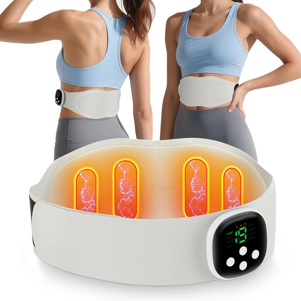 Electric Waist Massager Lower Back Toning Belt for Belly Exercise Vibration Hot Compress Massage Belt Muscle Relax USB Charge
