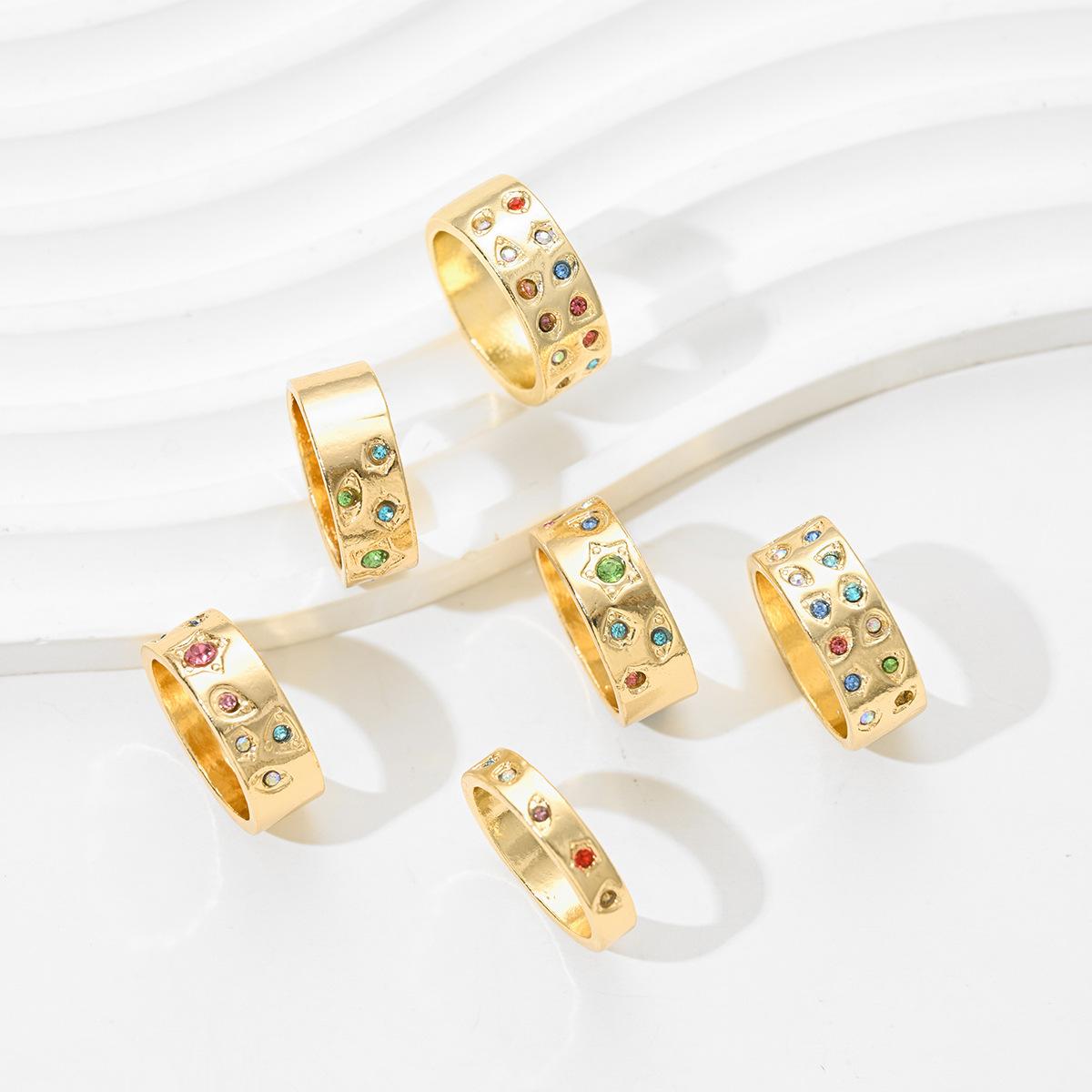 

European and American color diamond-set ring set for women, niche design sense irregular geometric star joint ring