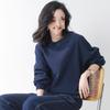 Women's Two-Piece Grey Plaid & Solid Waffle Hoodie Set - Korean Casual Style for Spring & Autumn