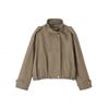 Women's Double-breasted Stand-up Lapel Short Trench Coat with Optional Padding