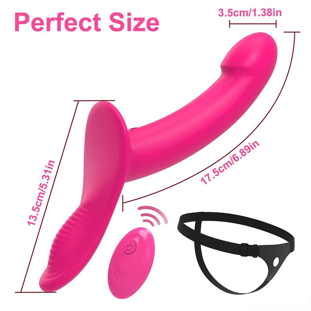 Strap On Double-Headed Vibrator Dildo Adjustable with 10 Vibration Modes Wearable Harness Sex Toy for Female Couple for Lesbians