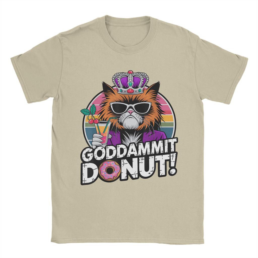 Goddammit Donut Funny Princess Cat Glasses TShirt Summer Cotton T Shirts For Men Trendy Cool Casual Tee Shirt Yk Top Tees