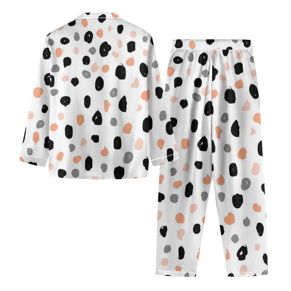 Women's Casual Fashion Polka Dot Print Long-Sleeved Trouser Homewear Set