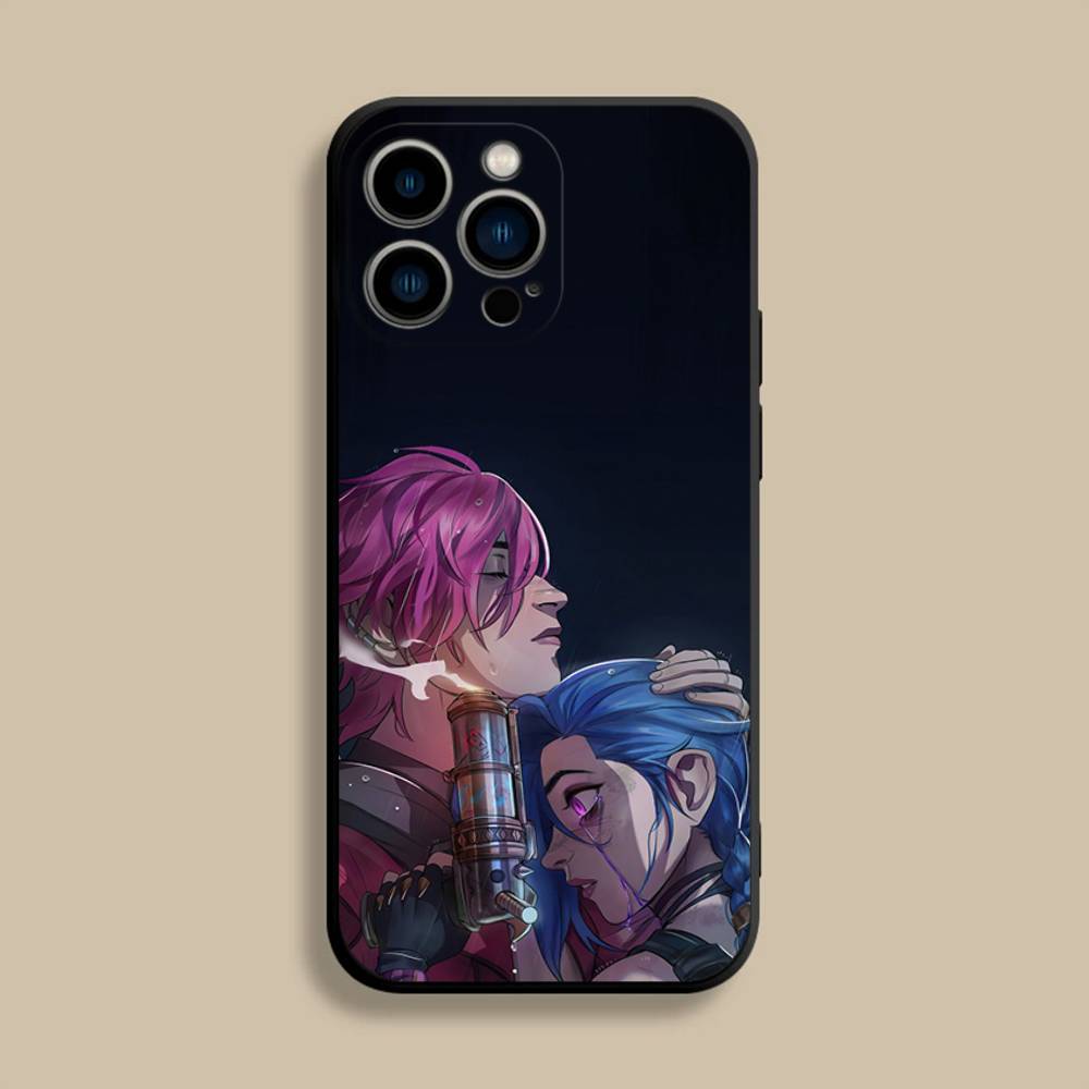 Anime Arcane Jinx Vi Phone Case For iPhone 17,16,15,14,13,12,Pro,Max,Plus,E,SE4,Air,Mini Black Soft Cover