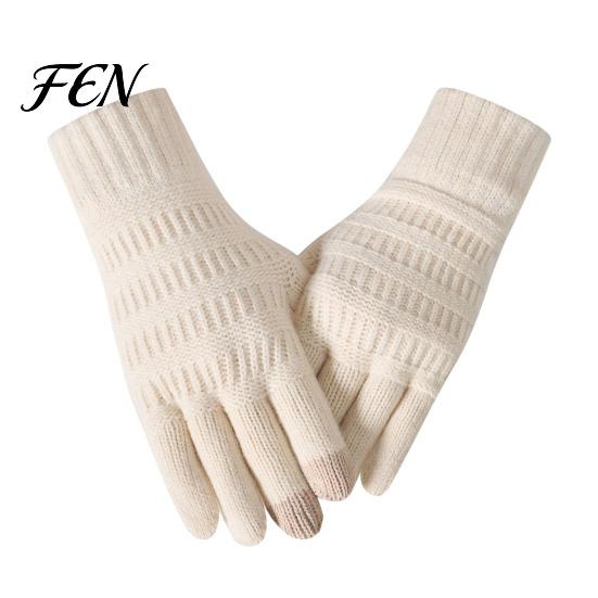 Fashionable Cold Protection Gloves Knitted Touchscreen for Men Women, Winter Warm Thermal Gloves, Thickened Solid Color Daily Use Plush Lining Mittens